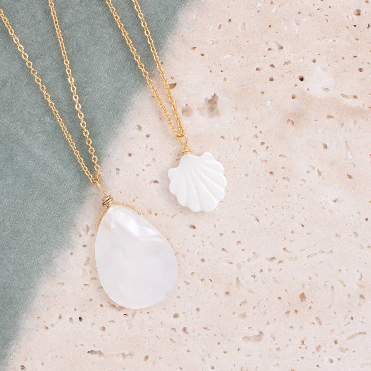 Teardrop Shell Pendant Necklace