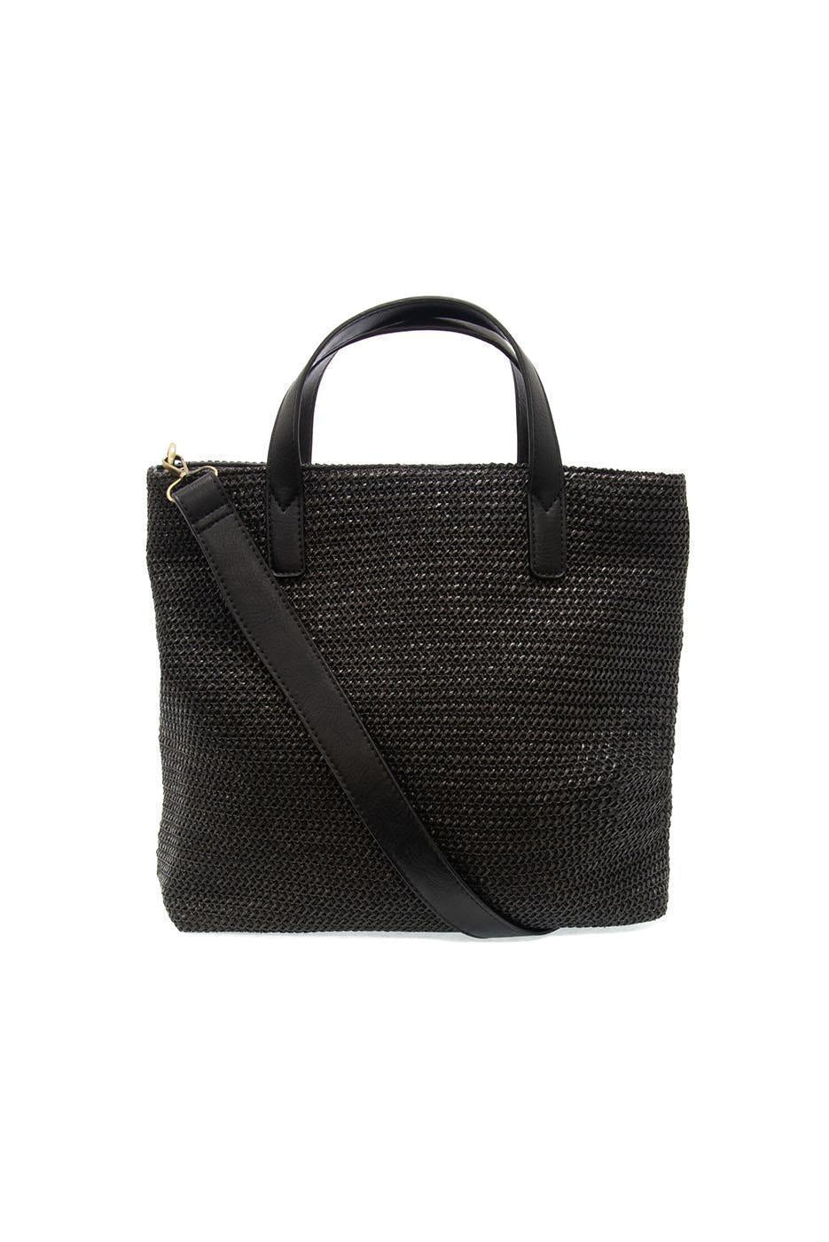 Neutral Lucy Large Straw Convertible Crossbody Tote
