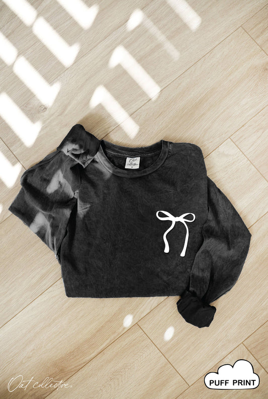 BOW PUFF Mineral Washed Long Sleeve Graphic