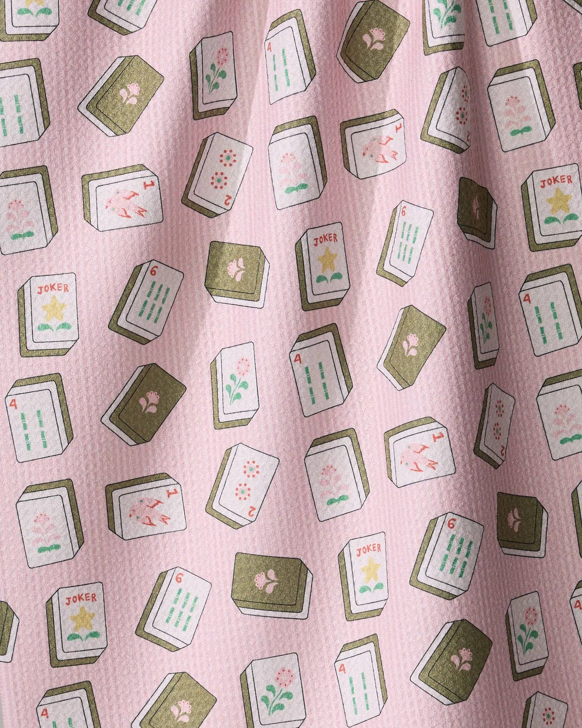 Flower Tiles Tea Towel - Mahjong
