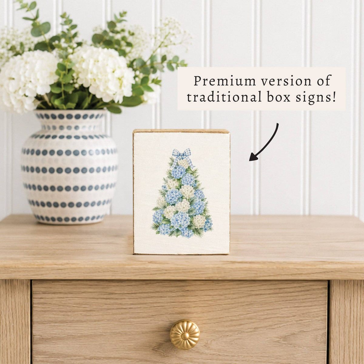 Hydrangea Christmas Tree Block Sign