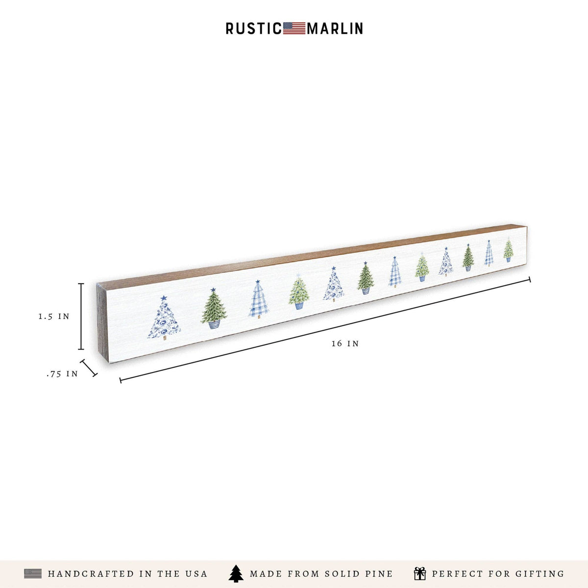 Coastal Cottage Christmas Trees Skinny Sign