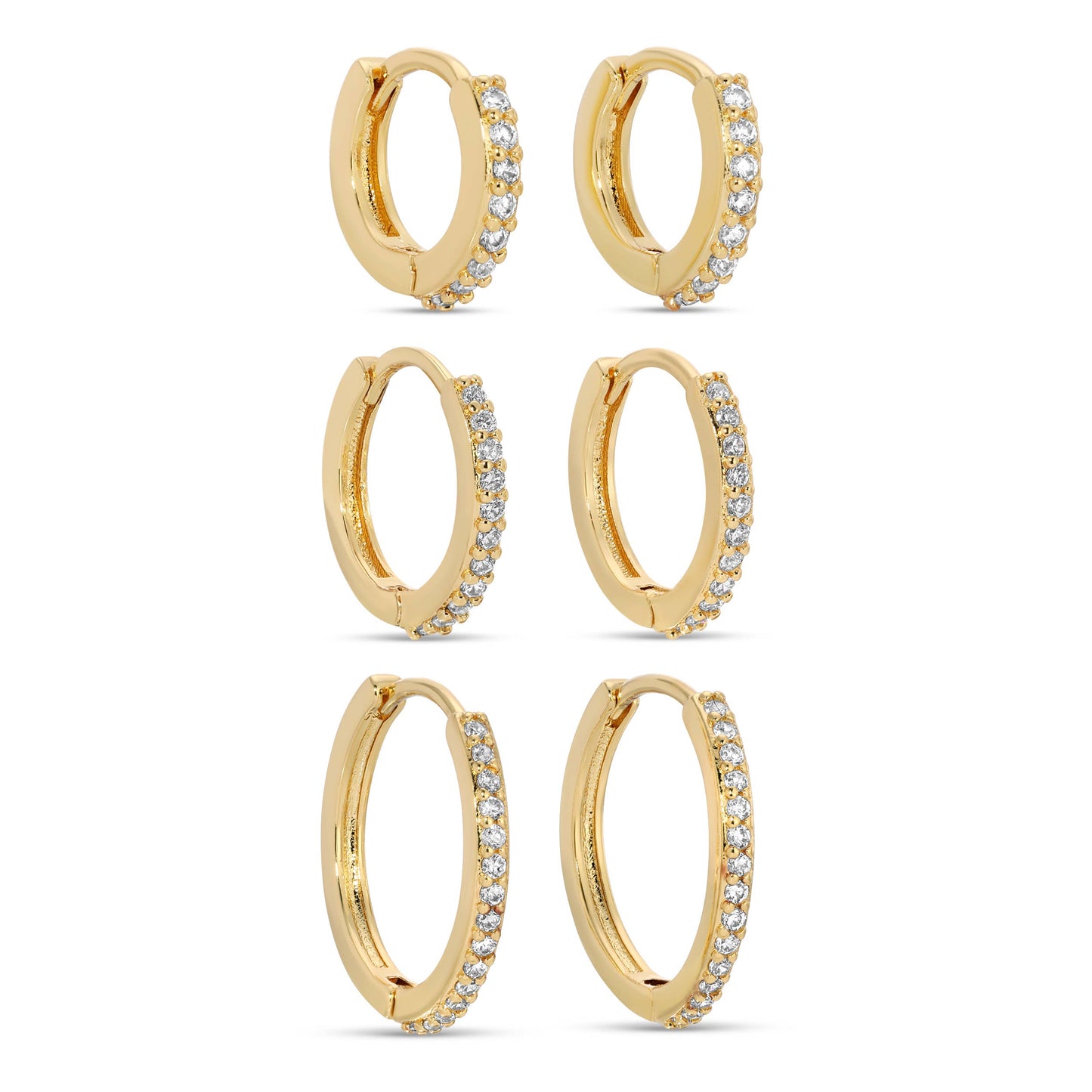 Combo 3, Delicate Pavé Huggies