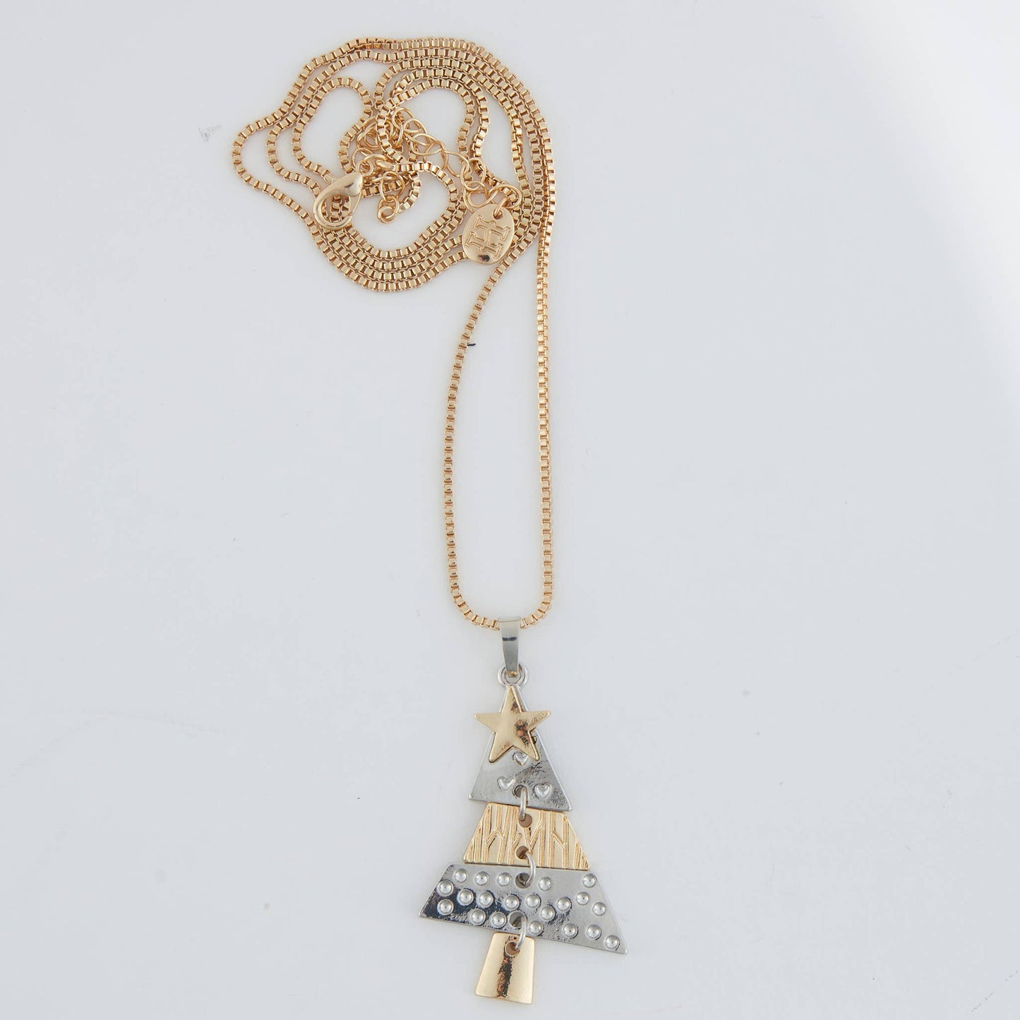 Holiday Two Tone Christmas Tree 26" Pendant Necklace