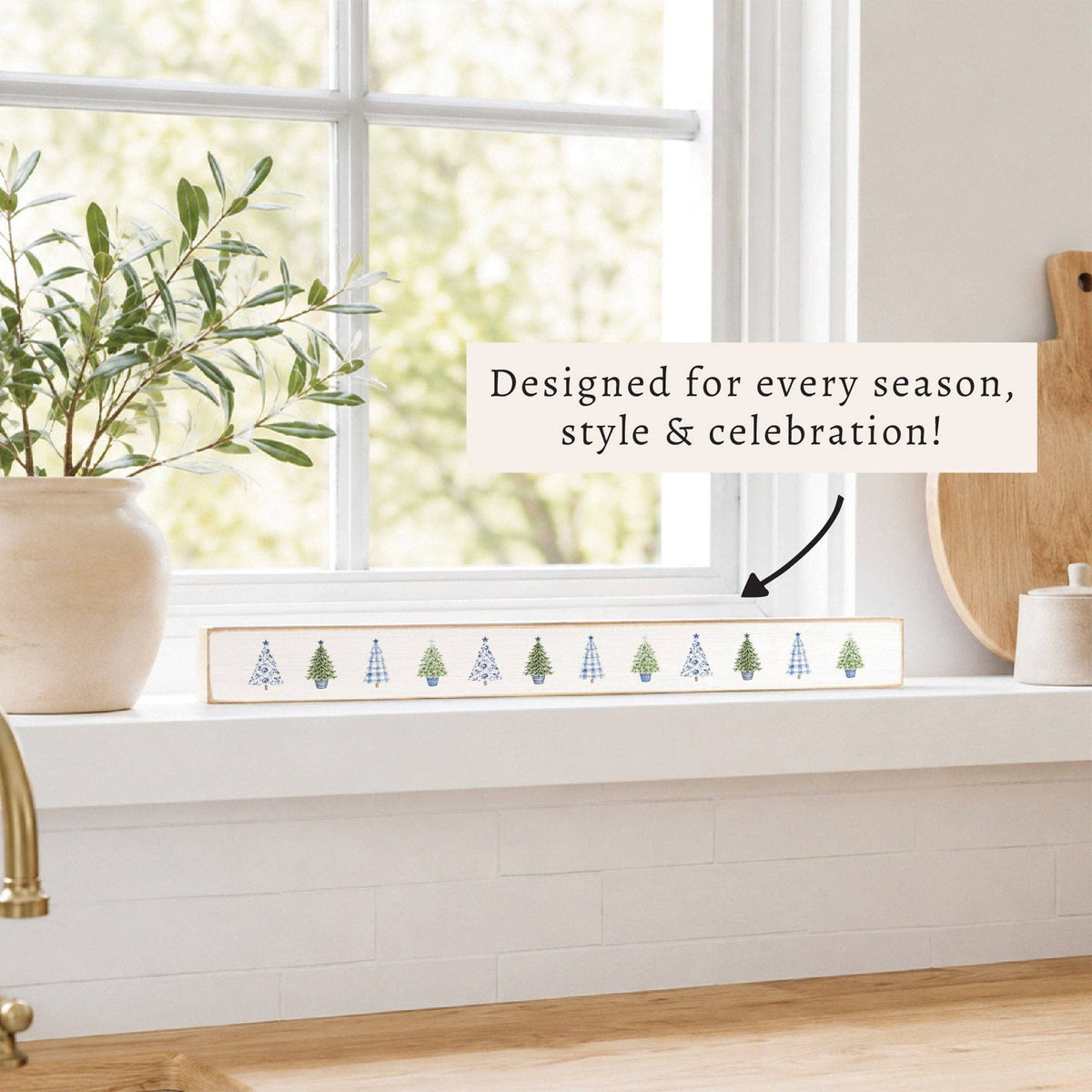 Coastal Cottage Christmas Trees Skinny Sign