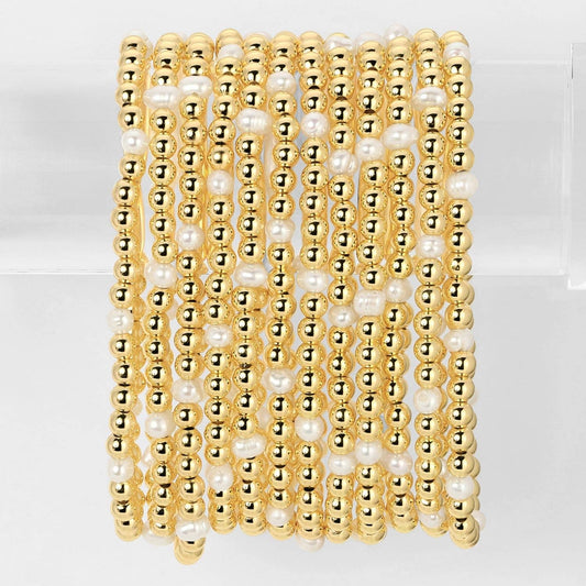 4mm Bead & Pearl Stretch Bracelet