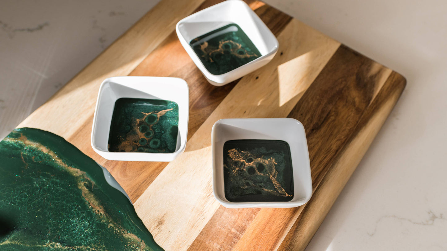 Resin Accented Ceramic Dipping Bowls