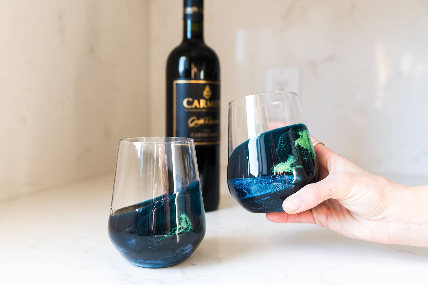 Resin Accented Wine and Entertaining Glasses - NO TARIFFS!
