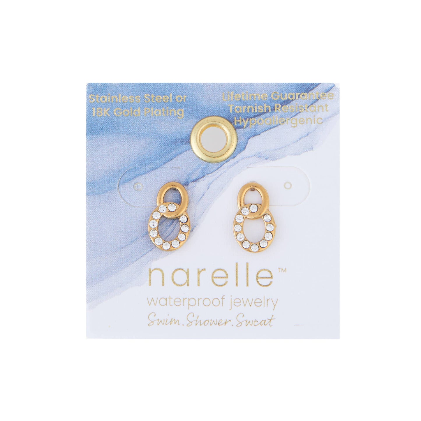 Narelle Waterproof 18K Gold Link Stud Earrings