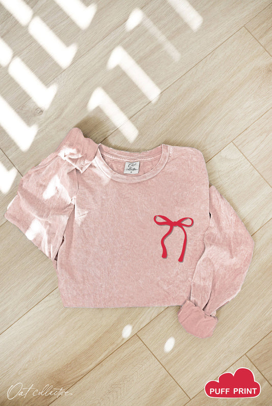 BOW PUFF  Mineral Washed Long Sleeve Graphic