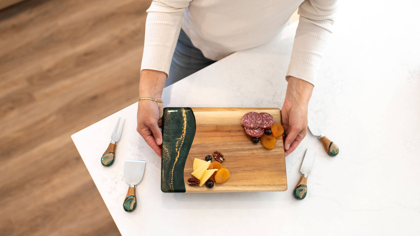 Wood Resin Date Night Cheese Charcuterie Board