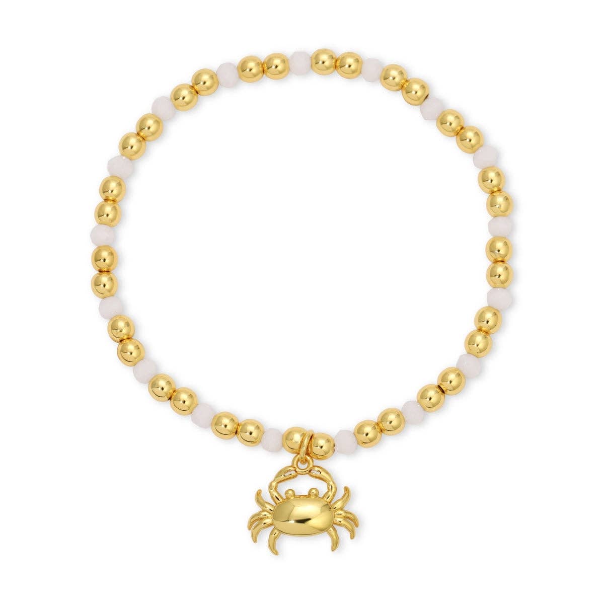 Crab Charm Beaded Stretch Bracelet