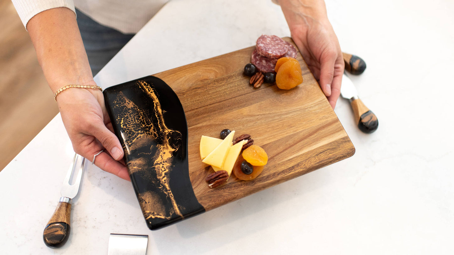 Wood Resin Date Night Cheese Charcuterie Board
