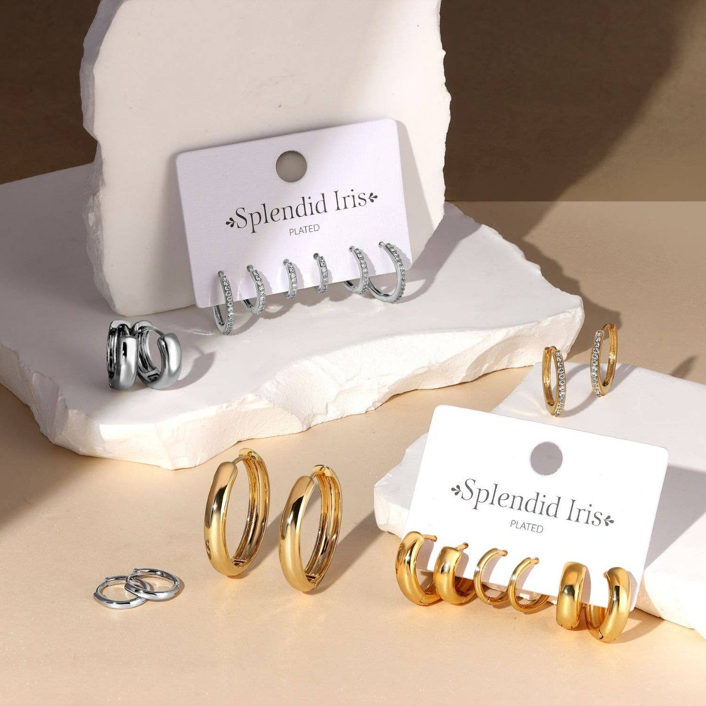 Combo 3, Delicate Pavé Huggies