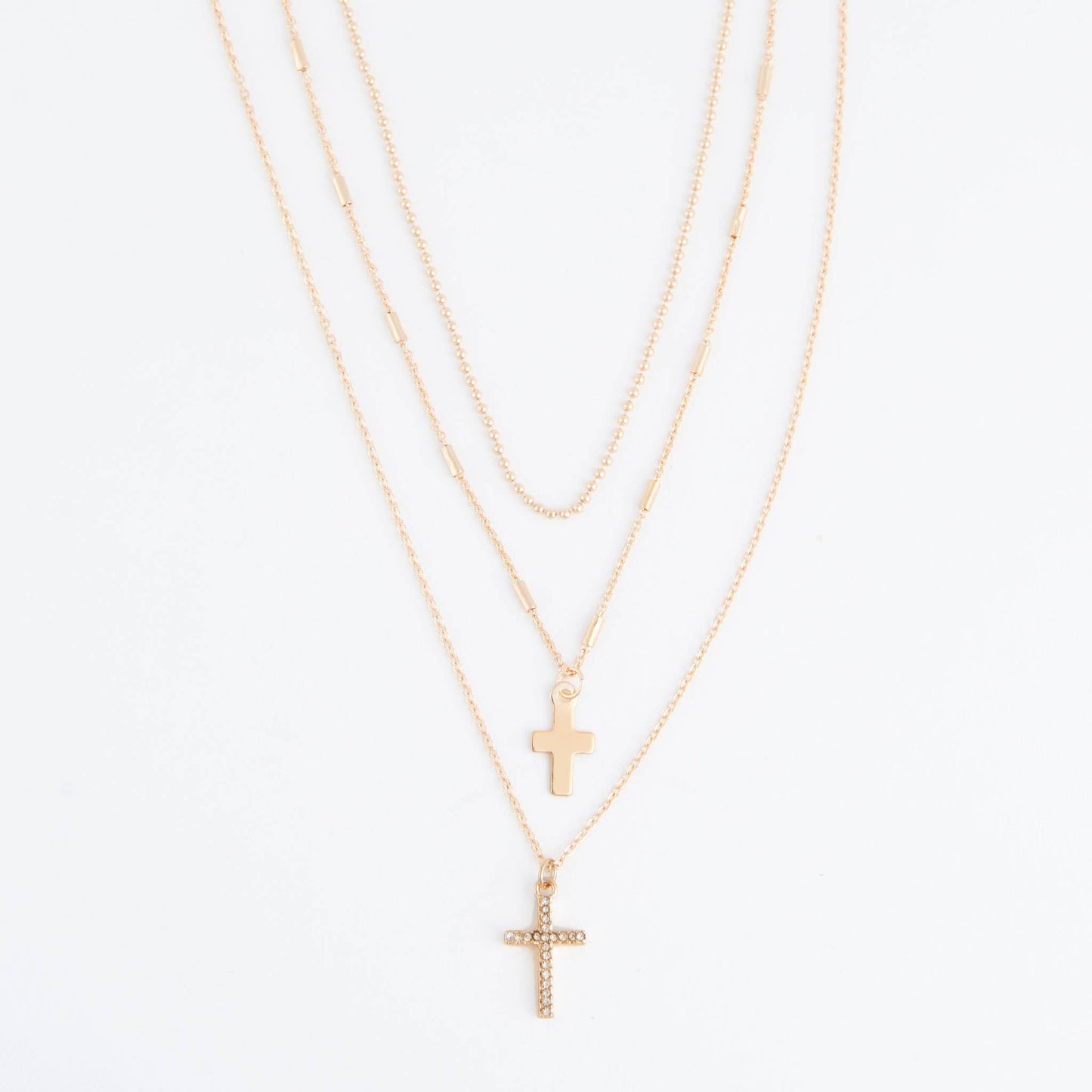 Pendant Necklace Tara 15" Inspirational Layered Gold Cross