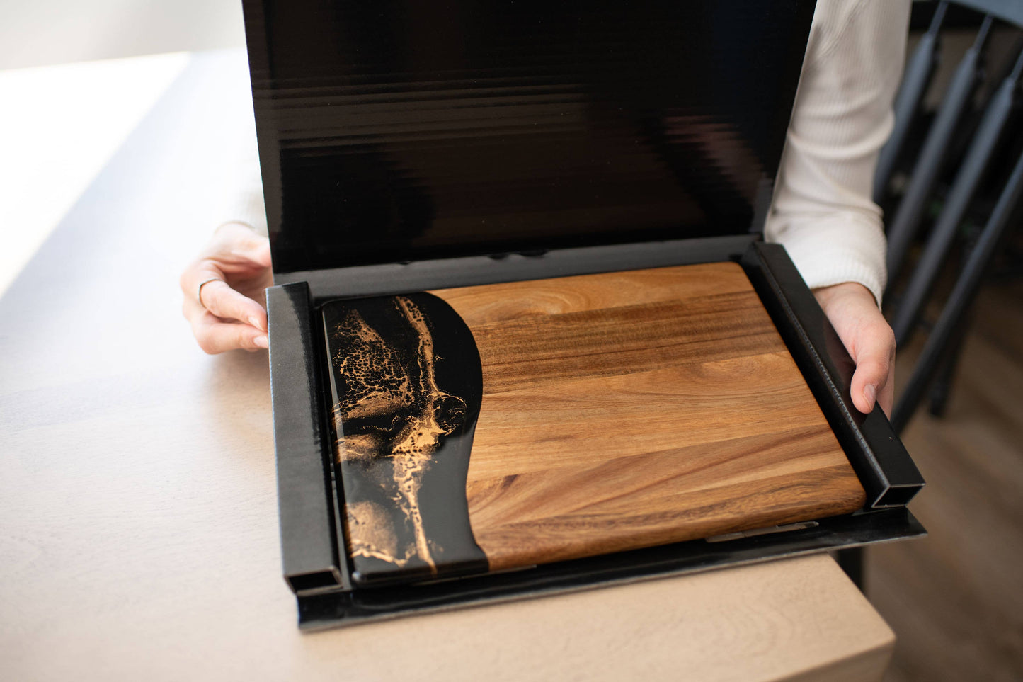 Wood Resin Date Night Cheese Charcuterie Board