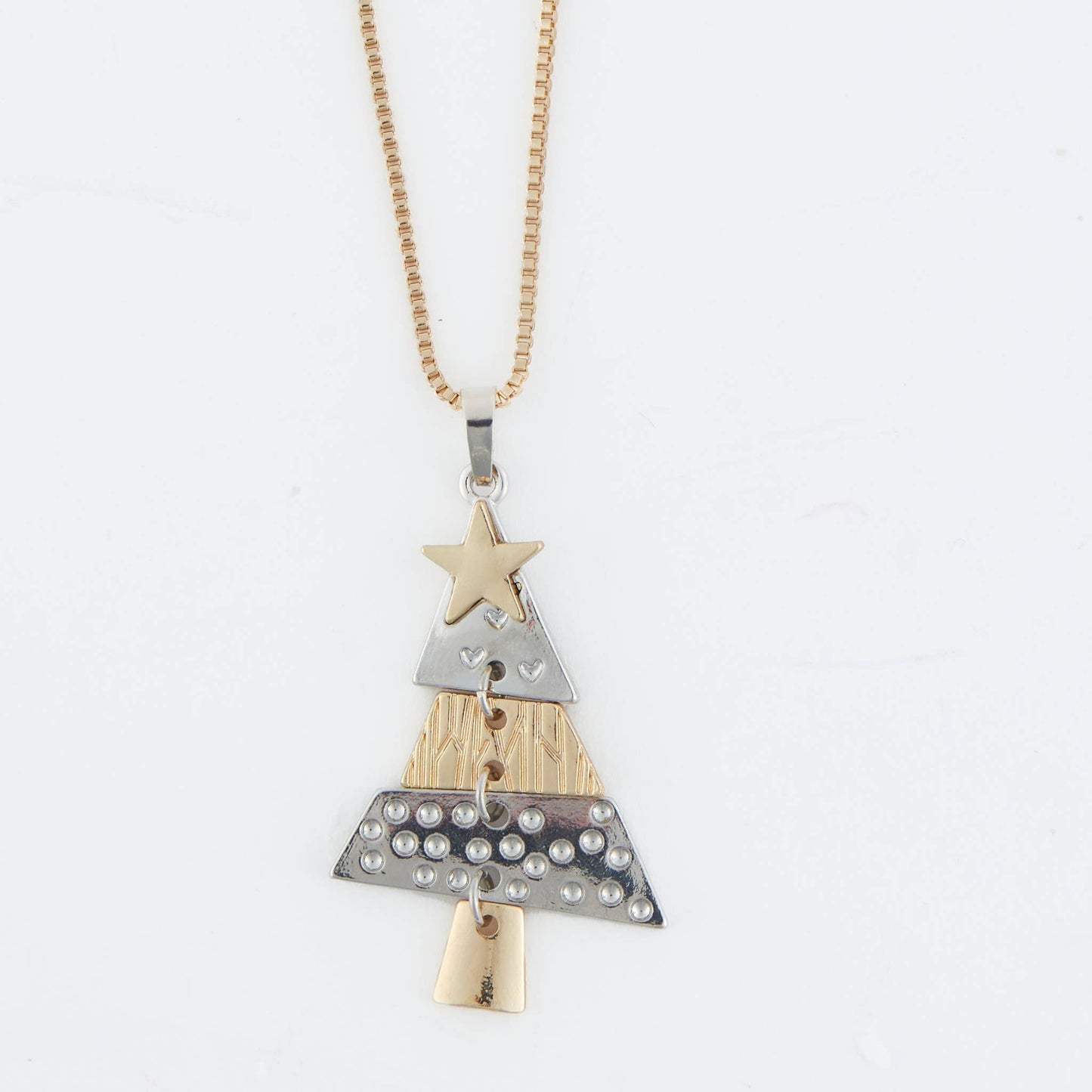 Holiday Two Tone Christmas Tree 26" Pendant Necklace