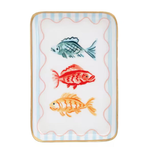 Fish Sea Enamel Tray by Mudpie at Luxe & Bow