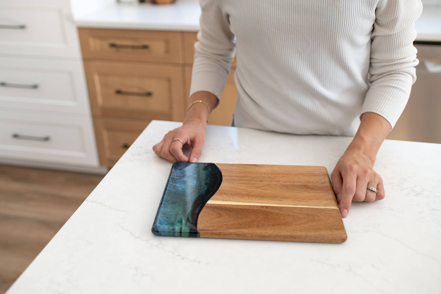 Wood Resin Date Night Cheese Charcuterie Board