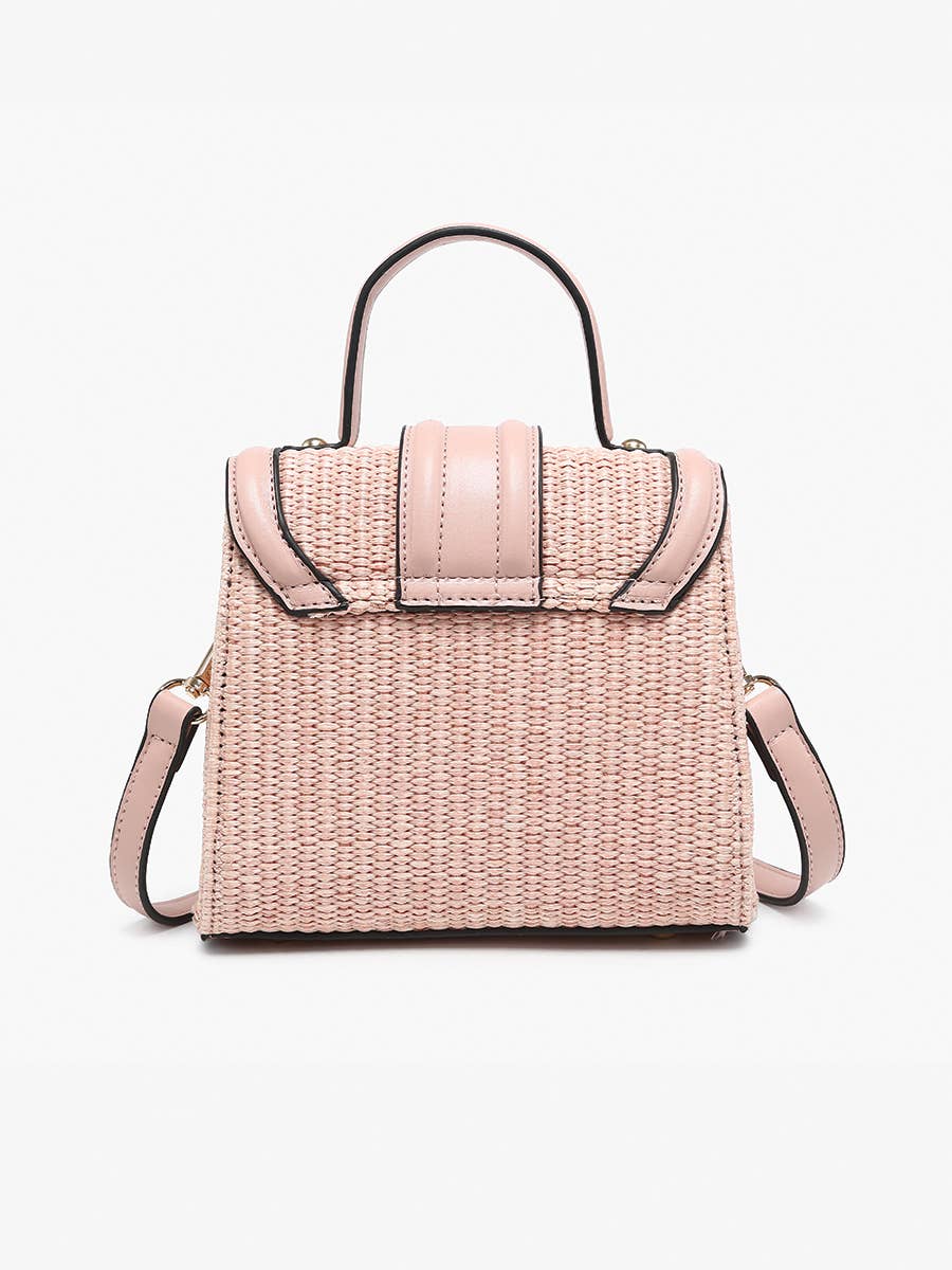 M2722 Evangeline Straw/Vegan Leather Flapover Crossbody