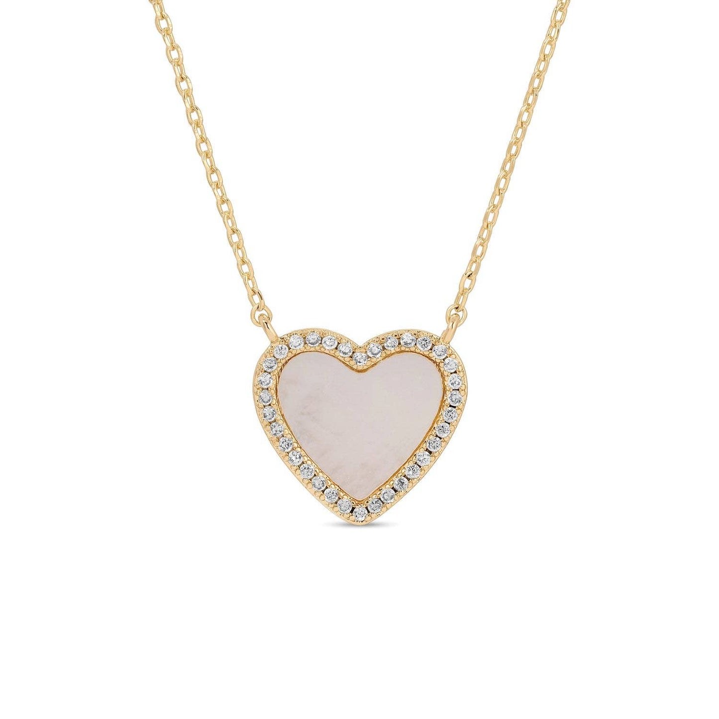 My Heart Is Yours, Shell Pavé Heart Necklace