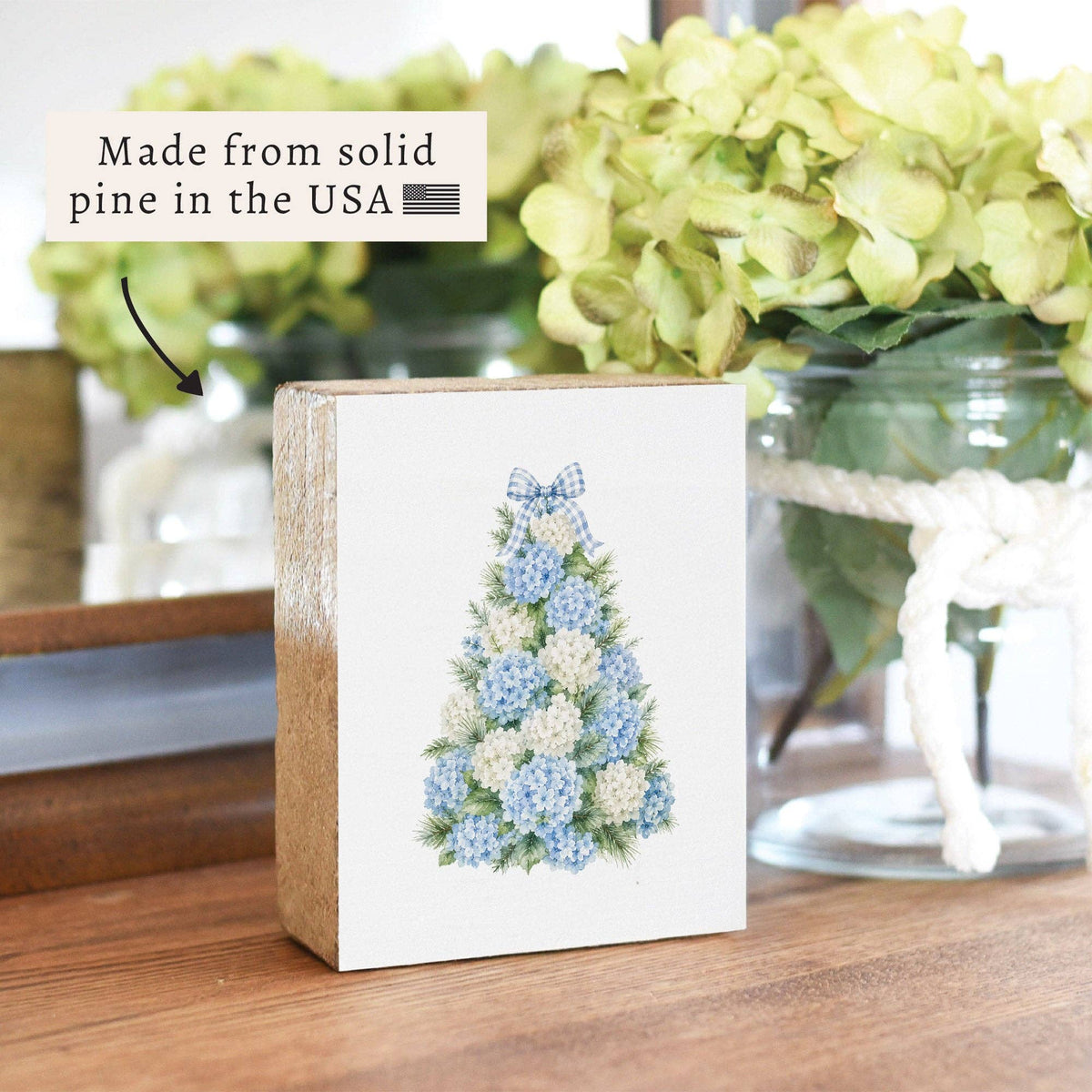 Hydrangea Christmas Tree Block Sign