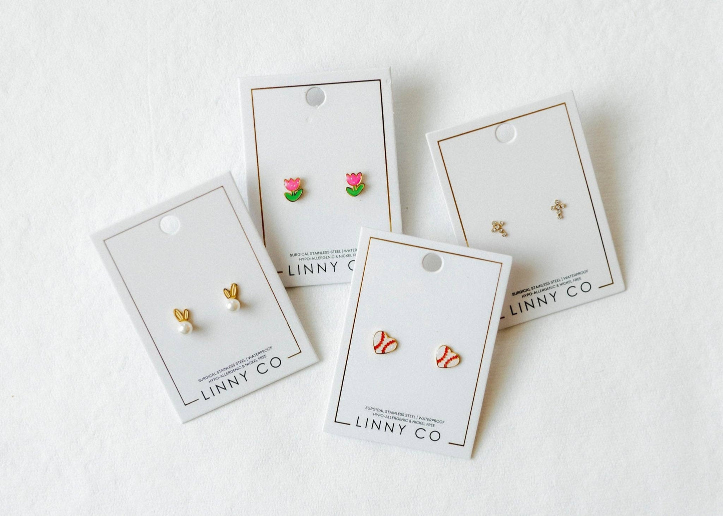 Screwback Stud Earrings - Clara Cross Gold Sparkle