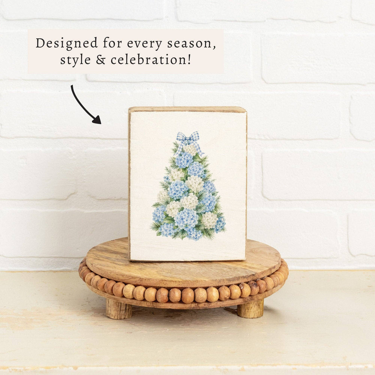 Hydrangea Christmas Tree Block Sign
