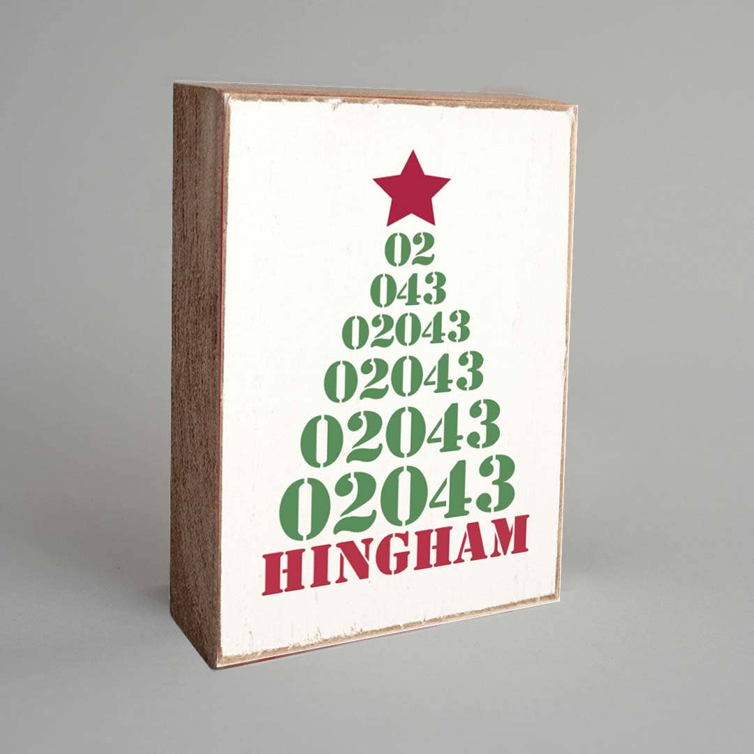 Christmas Tree Zip Code Personalized Block Sign 20777 | Wood Sign