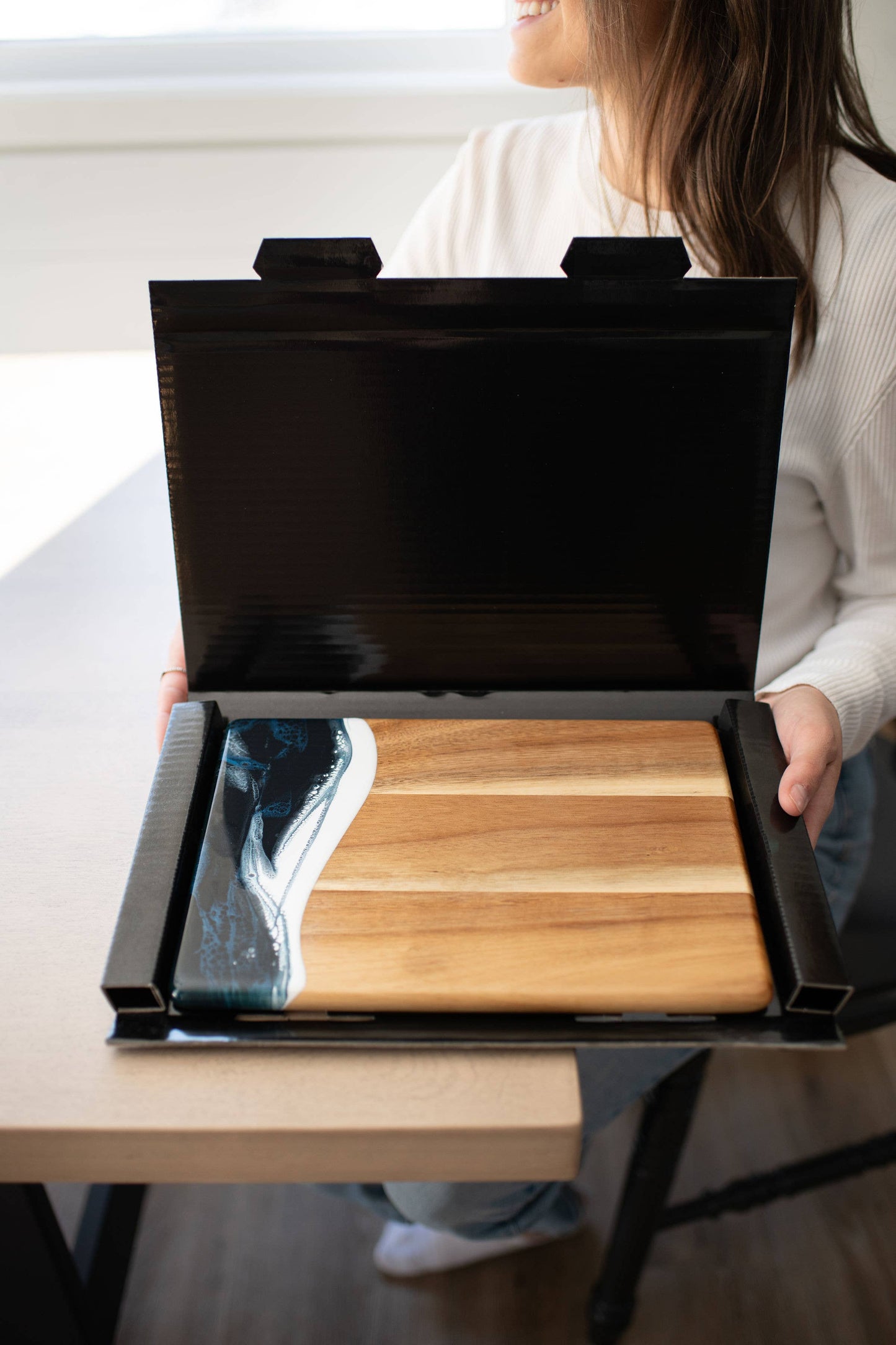 Wood Resin Date Night Cheese Charcuterie Board
