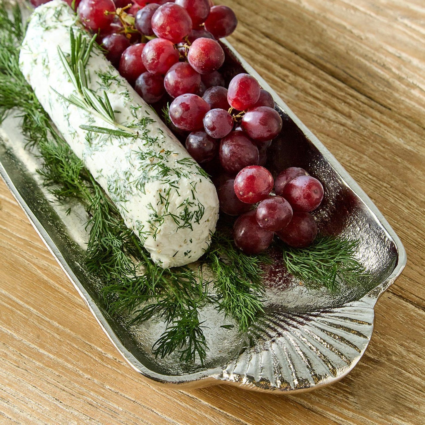 Shell Handled Silver Tray