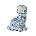 Chinoiserie Hand-Painted Blue and White Decorative Staffordshire Dog Statue