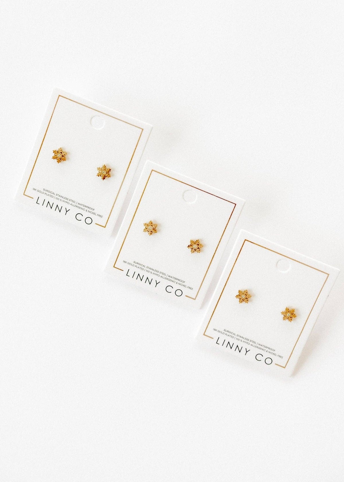 Screwback Stud Earrings - Snowflake Gold