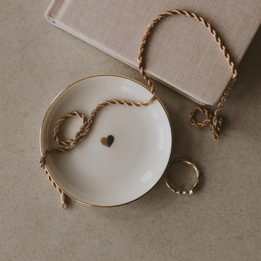 Gold Heart Jewelry Dish - Home Decor & Gifts