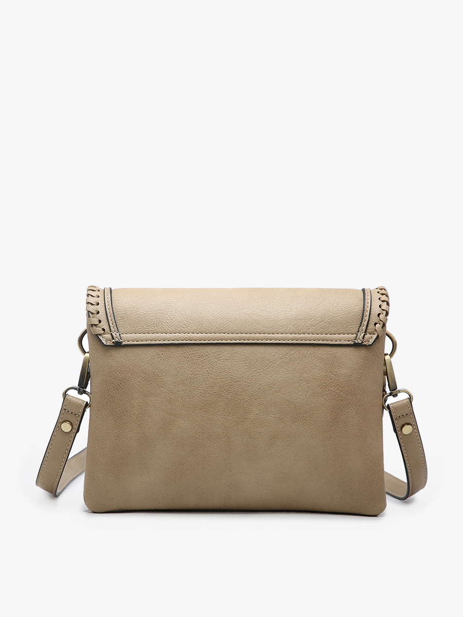 M1802A Sloane Flapover Crossbody w/ Whipstitch and Tassel