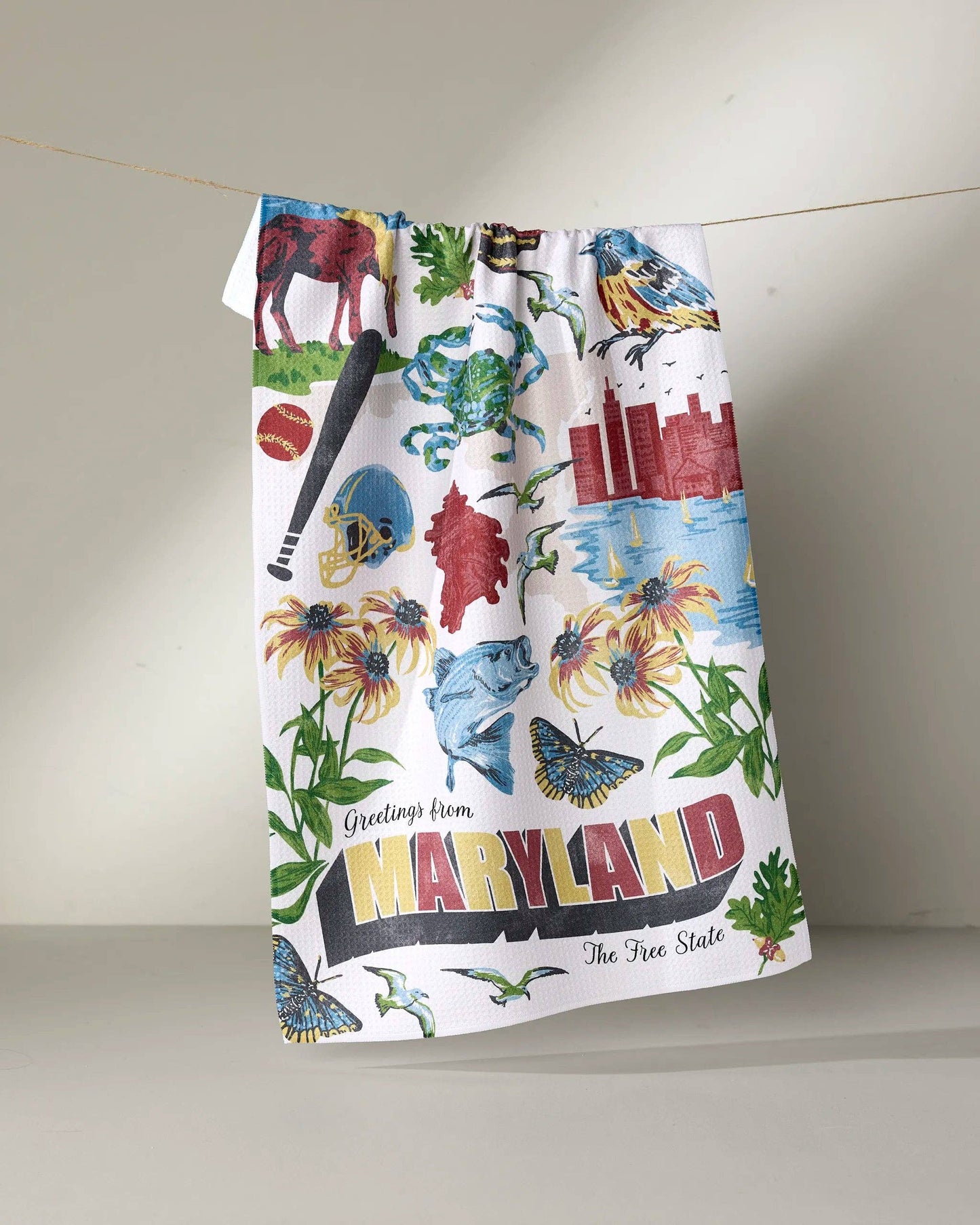 Greetings From Maryland Tea Towel