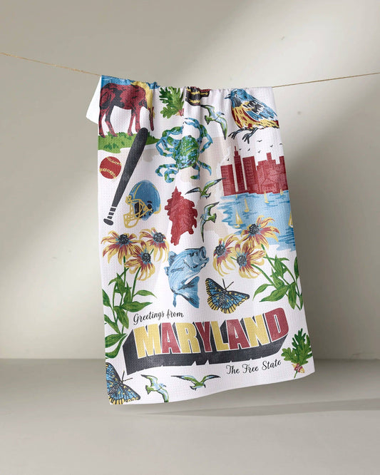 Greetings From Maryland Tea Towel