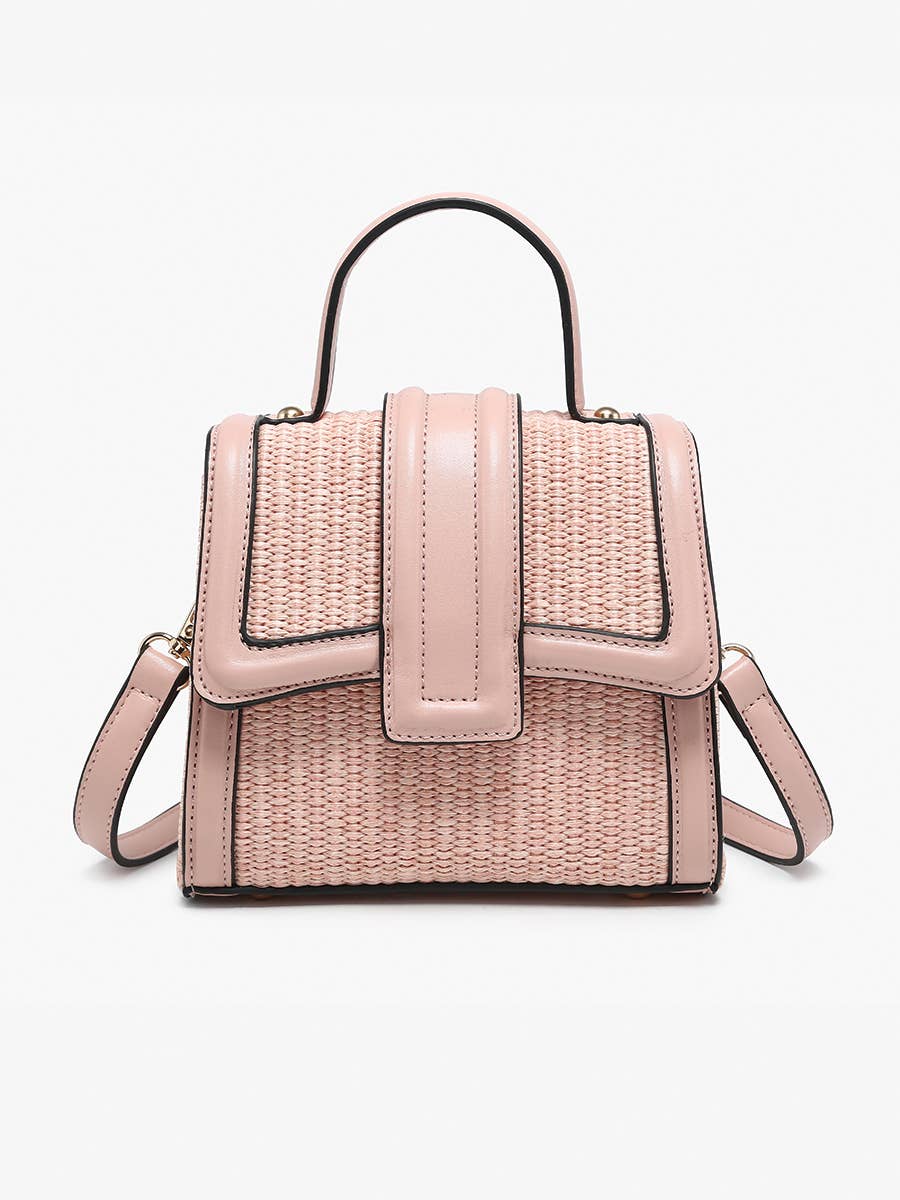 M2722 Evangeline Straw/Vegan Leather Flapover Crossbody