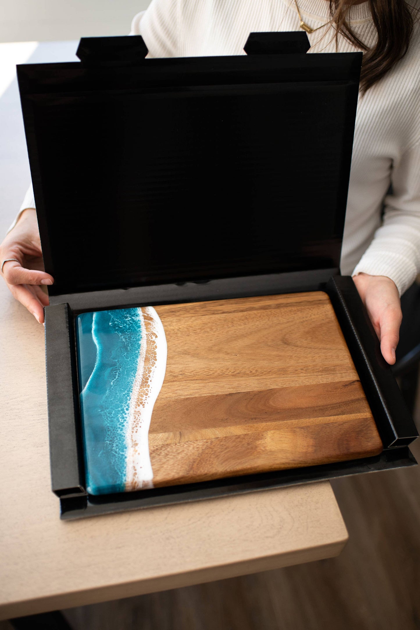Wood Resin Date Night Cheese Charcuterie Board