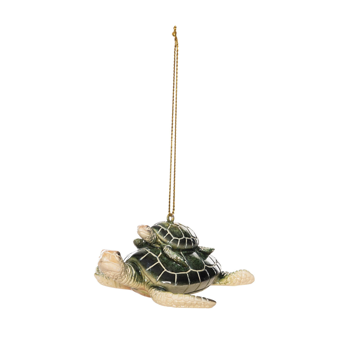 Christmas Sea Turtle With Baby Green Ornament