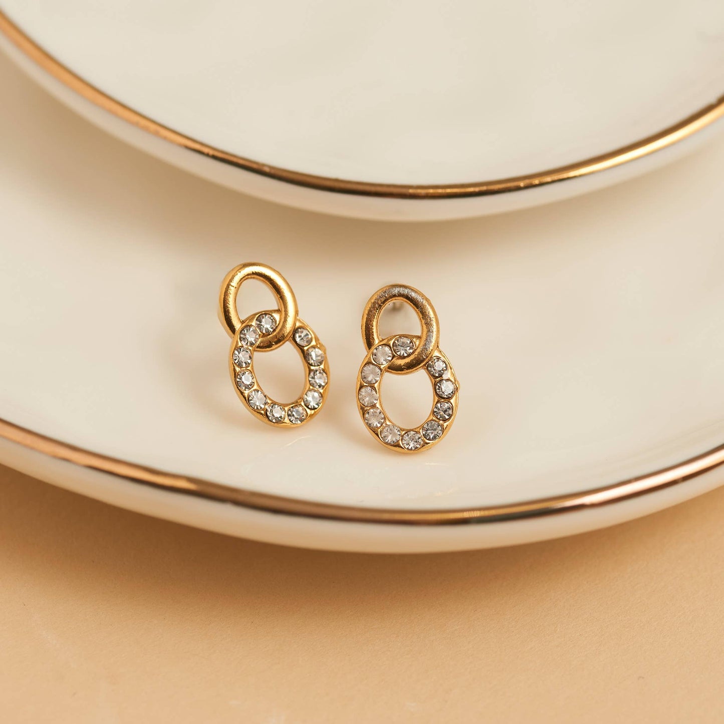 Narelle Waterproof 18K Gold Link Stud Earrings