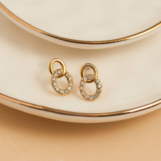 Narelle Waterproof 18K Gold Link Stud Earrings