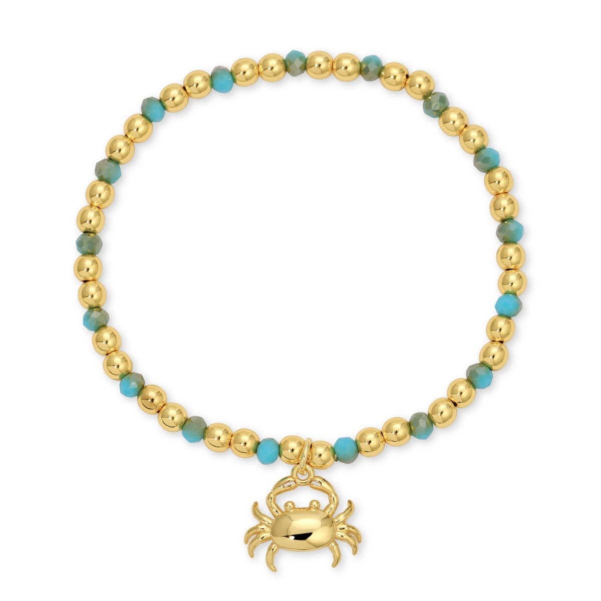Crab Charm Beaded Stretch Bracelet