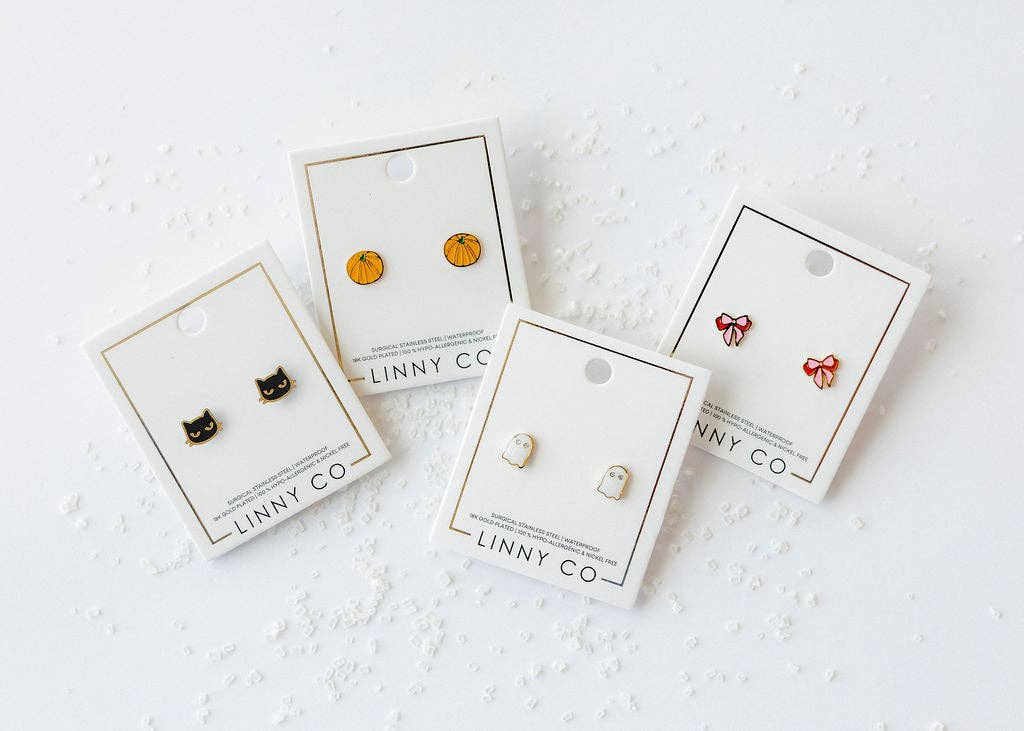 Screwback Stud Earrings - Ghost