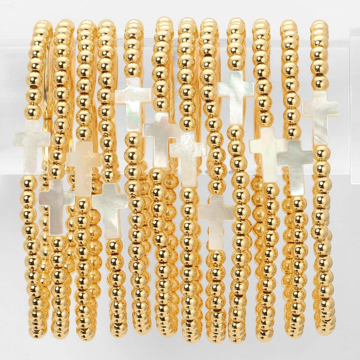 4mm Stretch Beaded Bracelets w/ Cross