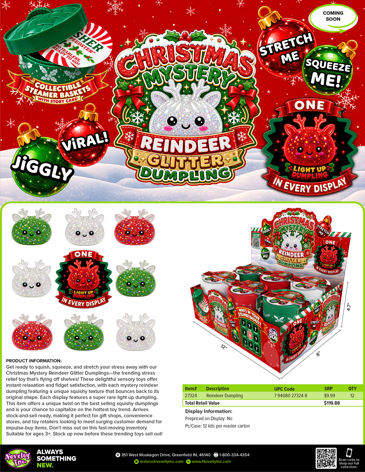 Fun Doh Christmas Mystery Reindeer Dumpling Squishy Toy