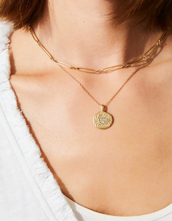 Snow Crab Medallion Necklace 18"