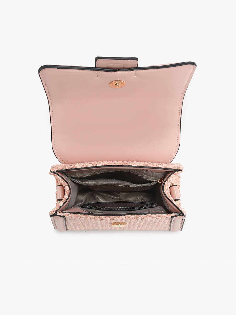 M2722 Evangeline Straw/Vegan Leather Flapover Crossbody