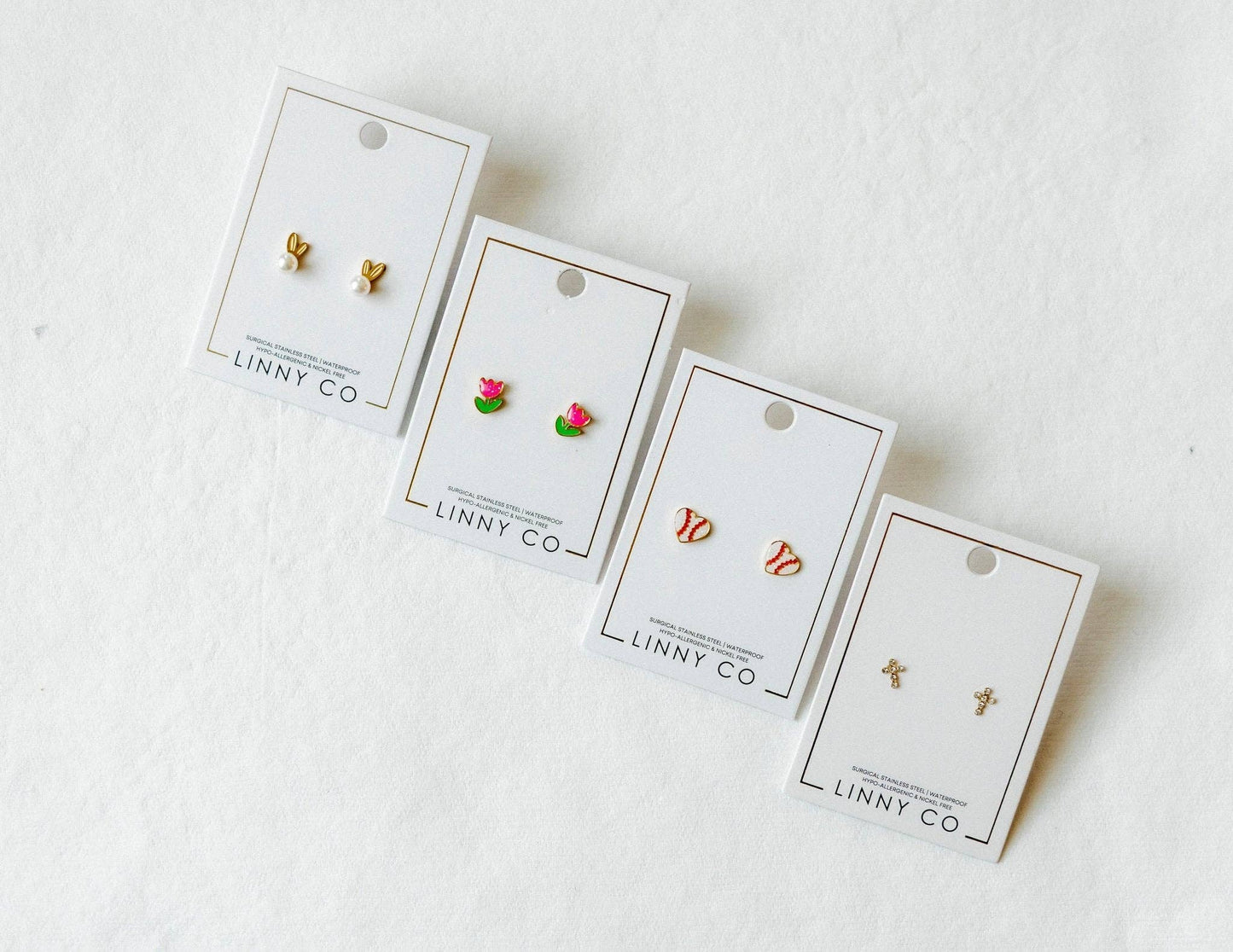 Screwback Stud Earrings - Clara Cross Gold Sparkle