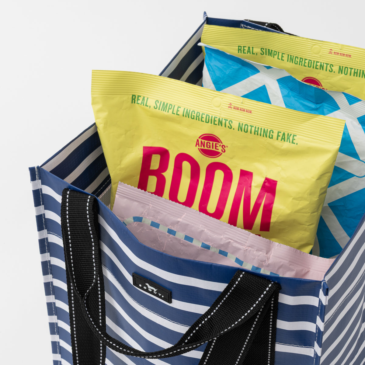 SCOUT Blue and White Stripe Bagette Market Tote
